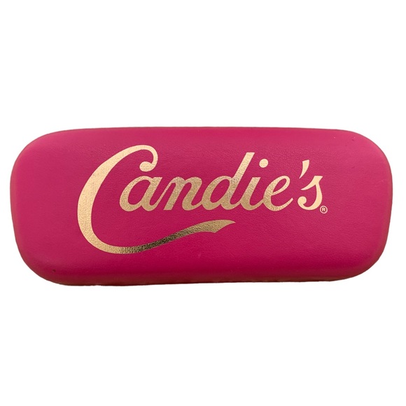 NWOT Candie’s Kids Eye Glass Case Holder Hard Shell Lined Logo Pink Gold - Picture 1 of 8